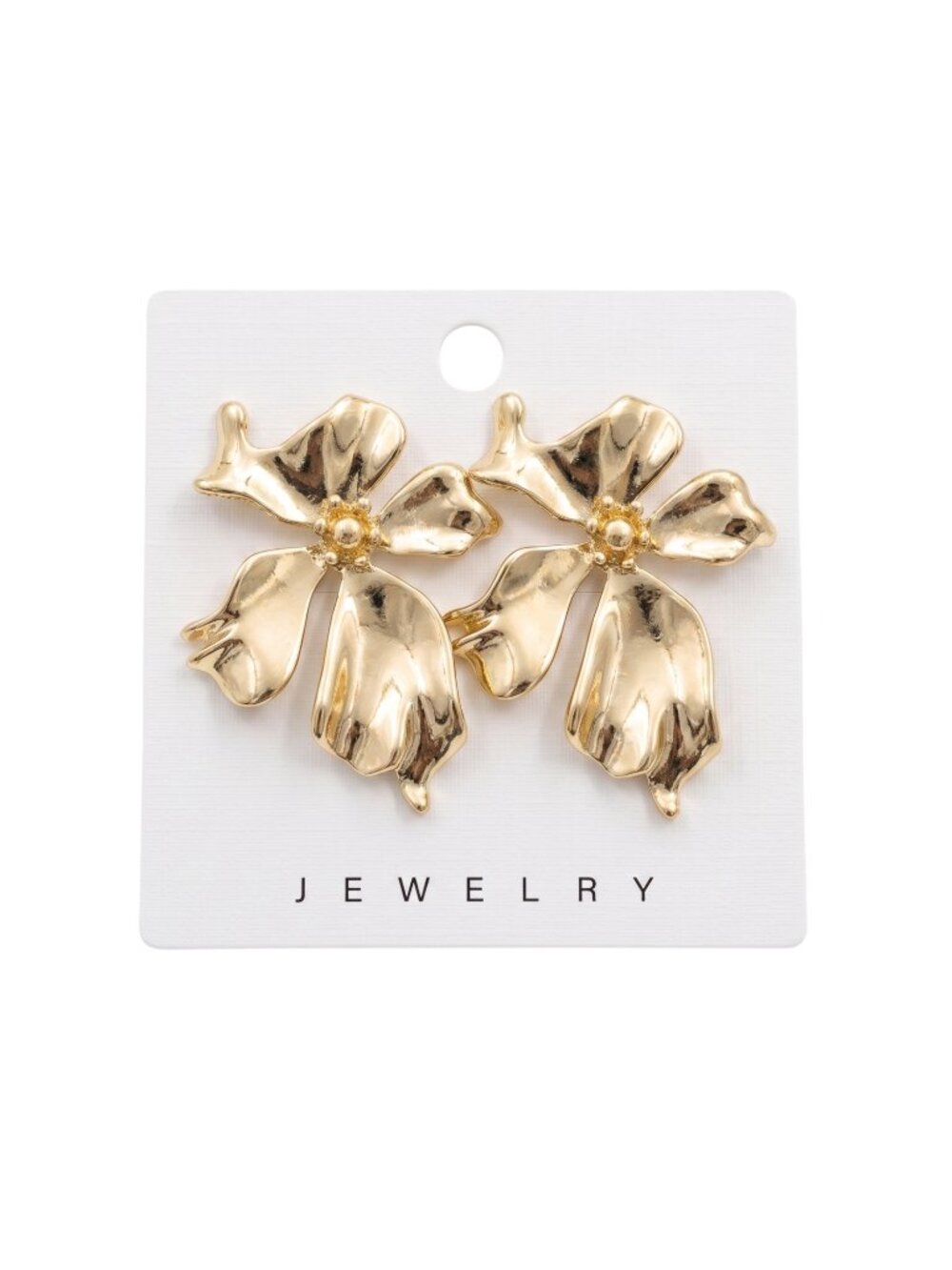 3/$20 NWT | Gold Polished Sculptural Flower Statement Earrings Modern Botanical